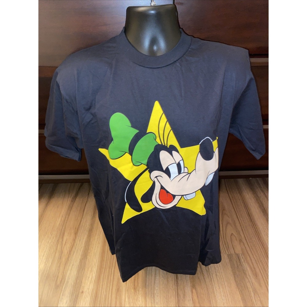 NWT Vintage Disney Goofy Star Tee‎ Unisex Black Sz XL Made In USA Blue Label Tag